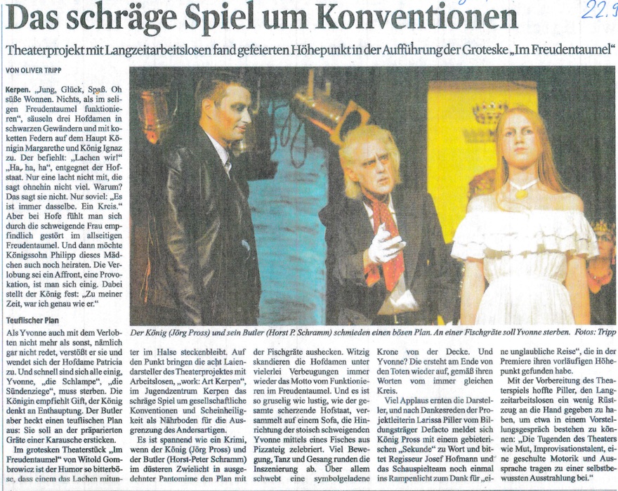 Kölner Stadtanzeiger über Theaterpremiere work:ART Kerpen